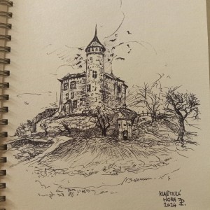 2024 - Kunětická hora, pero, 20 x 15 cm